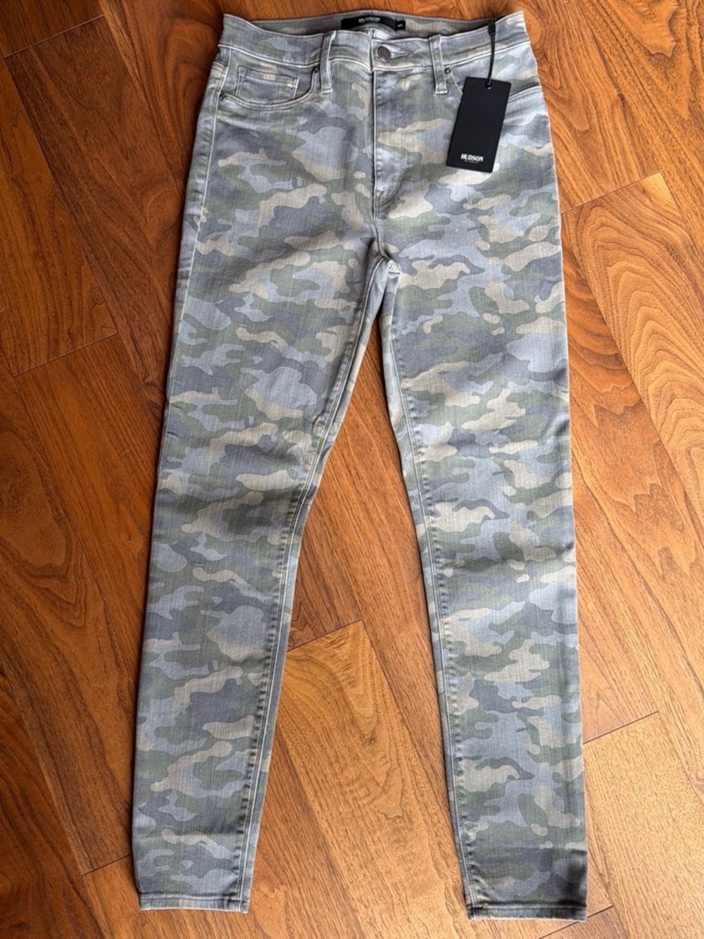 Hudson Barbara High-Waist Super Skinny Ankle Camo Jeans, Size 27, NWT